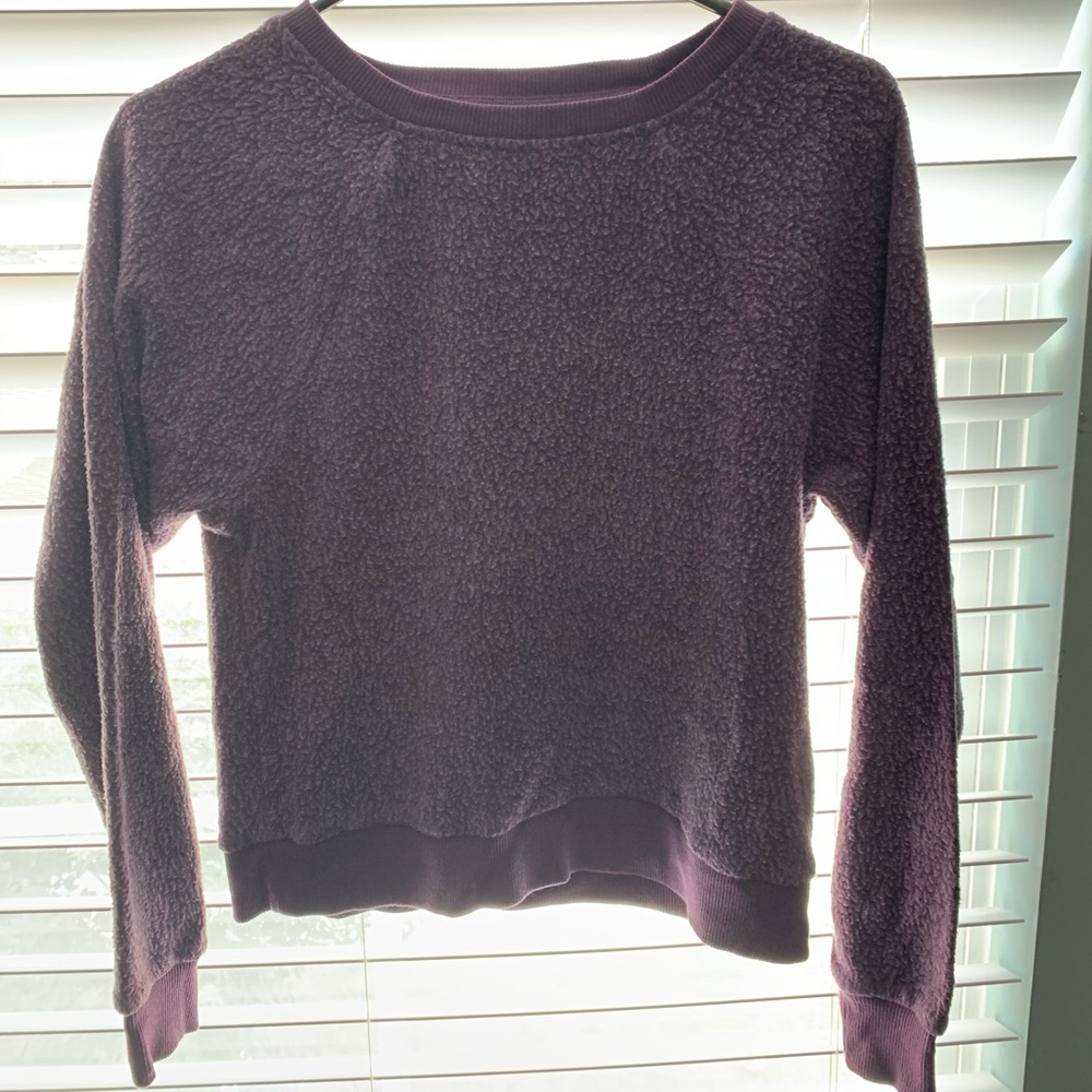 purple soft fuzzy cropped sweater